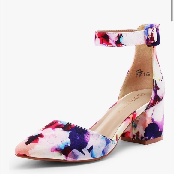 Annee Matthew Multicolor Suede Heels with Buckle - Picture 2 of 2